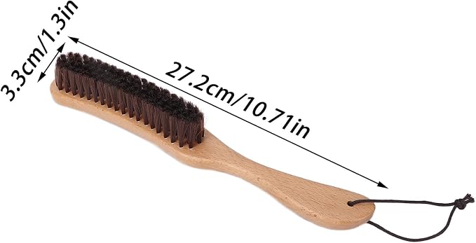 Clothes Brush Garment Brush Lint Remover Brush with Genuine Soft Horsehair and Wooden Handle for Coat Men Suits Shoes Jacket Furniture Car Mat and Pet Hair