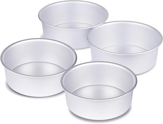 4 x 2 inch Round Cake Pan Set of 4, Aluminum Baking Pans for Mini Cakes, Heavy Duty Non-Stick, Evenly Baking Tools for Home Kitchen, Birthday Wedding Anniversary