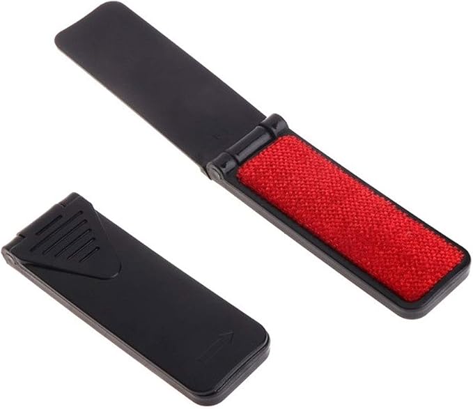 Portable Folding Mini Lint Brush Small Travel Purse Pet Hair Fabric Remover Fabric Fluff Lint Cleaning Tool 3Pcs (Black Folder Type)