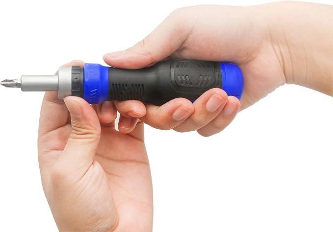 13-in-1 Ratcheting Screwdriver, Multi Bit Ratchet Screw Driver | All in One, Torx Security, Phillips, Flat Head, Hex, Square, 1/4 Nut Driver, Outdoor, Handle, Daily Repair Portable Tools