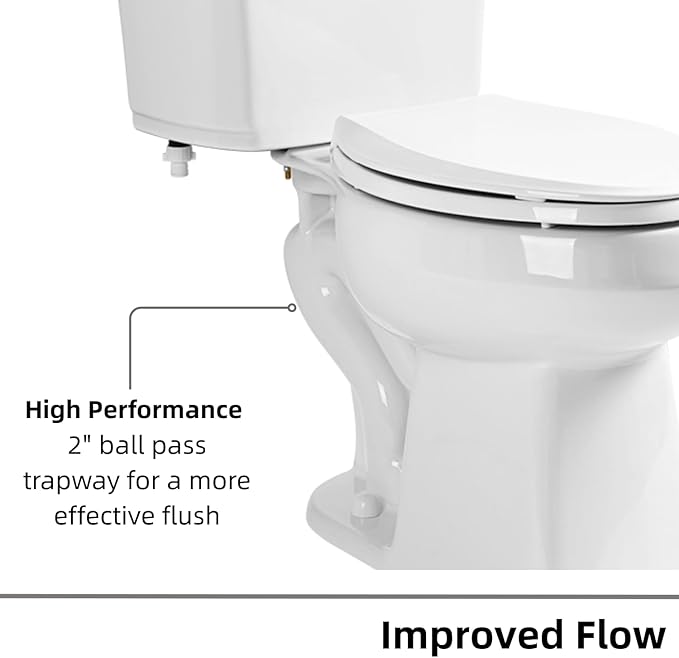 Pressure Assisted Toilet with 18.8" Comfort Tall Height, Los Flexi Two Piece Toilet With Powerful Flush, ADA & Elongated Bowl, 1.0 GPF Water Saving Siphon Flush, 12" Rough-In & Easy Installation