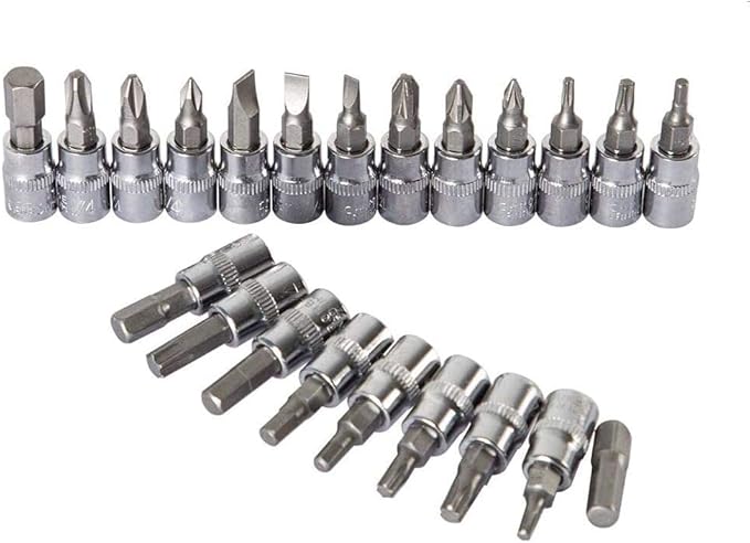 46PCS 1/4 inch Drive Socket Set,Metric Ratchet Wrench Set with 4-14mm CR-V Sockets,S2 Bits,Extension Bars,Mechanic Tool Kits for Household Auto Repair