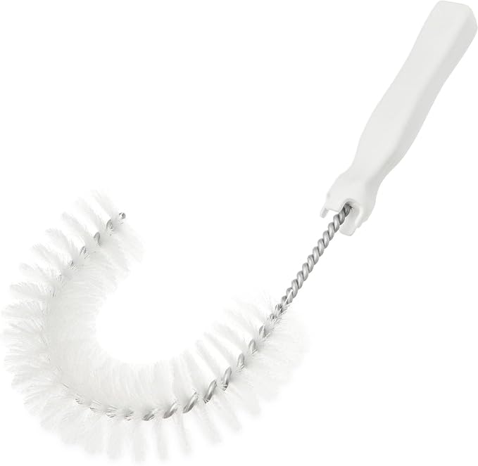 SPARTA Plastic Hook Dusting Brush, Clean-In-Place, Galvanized Wire with Threaded Hole for Dusting Surface of Curved Drains and Pipes, 11.5 Inch Length, White, (Pack of 12)