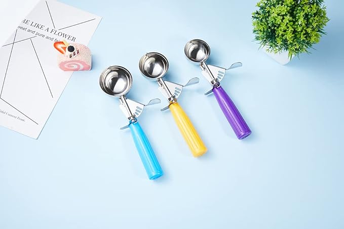 HOMURE H Ice Cream Scoop Set, 3 PCS Cookie Scoops, Disher, Muffin Scoops, Cupcake Scoop - #16 (2.7 oz), #20 (2 oz), #30 (1.25 oz), For Cookie, Ice Cream, Muffin, Side Dish, Mashed Potatoes