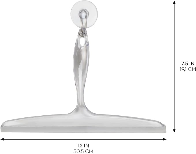 iDesign Bathroom Plastic Shower Squeegee, Clear, Set of 2 | Wall Hook Included