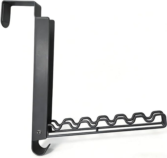 Over The Door Hooks, Folding Portable Over The Door Drying Rack for Small Space, Laundry Bathroom Bedroom Closet Travel Storage and Drying (1Pack, Black)