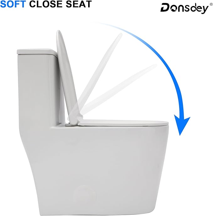 12'' Rough-in One Piece Toilet - High Efficiency Water Saving Ceramic Compact Toilets with 15.7" Soft Close Chair Seat 1.1/1.6 GPF Dual Flush Easy to Clean 15.3''x26.7''x29.4''