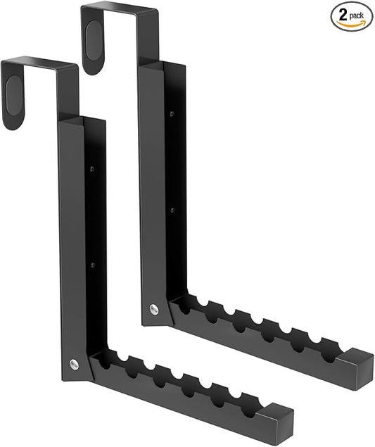 BAKON 2-Pack Over The Door Hanger Foldable Clothes Drying Rack, Collapsible Hanging Coat Rack for Laundry Room & Bedroom, Space-Saving Compact Foldable Portable Clothing Hanger Hook,Black