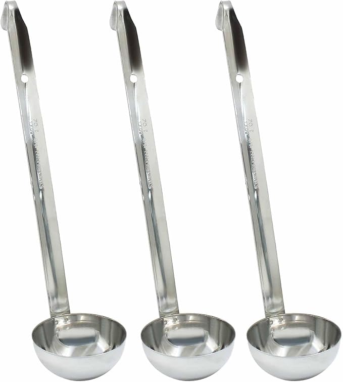 Zorfeter 3 Pcs 2 Oz Soup Ladle Set, Stainless Steel Ladles with Long Handles for Serving, Cooking, Stirring, Portioning Kitchen Restaurant Accessories