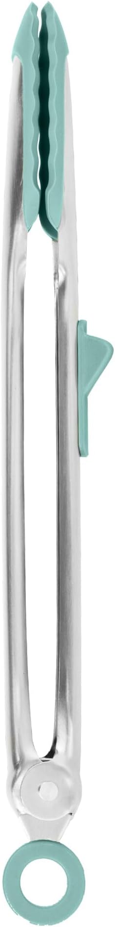 Tovolo Tongs With Silicone Tips Easy Grip 13” Long Kitchen Tongs Stainless Steel Handle For Cooking, Non Scratch Heat Resistant Metal Silicone Tipped Dishwasher Safe BPA Free Aqua Seafoam Green