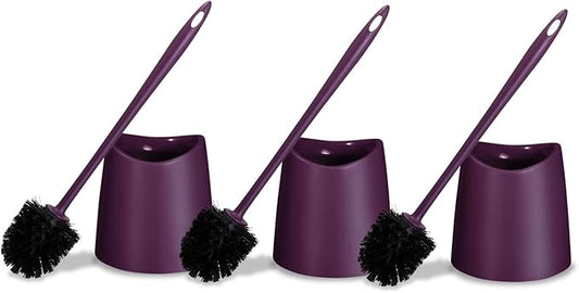 Toilet Brush Cleaner and Holder Purple 3 Pack Toilet Bowl Cleaner Brush with Scrubbing Wand, Brush and Storage Caddy for Easy Bathroom Cleaning