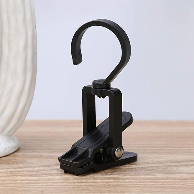 20 PCS Laundry Hooks with Clips Super Strong Plastic Home Travel Swivel Hanging Hanger Closet Organizer Clamps Socks Boot Bras Towels for Bathroom Wardrobe Kitchen Office - 4.3 Inches (Black)
