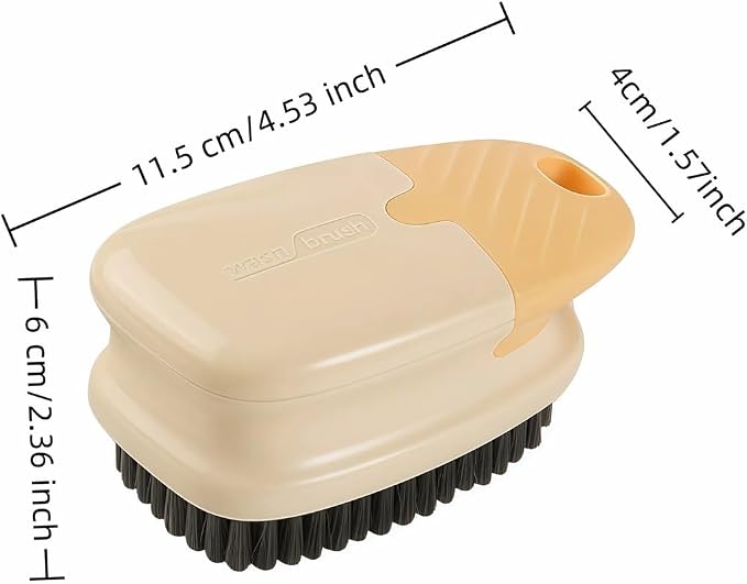 Ergonomic Clothes Soft Bristle Laundry Brush, Milk Yellow, ABS+PBT Material, Hanging Design, Portable Hand-Held Cleaning Tool with Comfortable Grip for Garments, Shoes, Household (Cream Yellow, L)