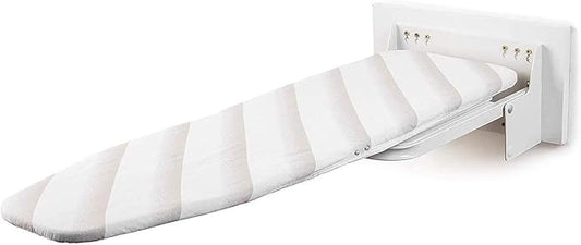 MYOYAY Wall Mounted Ironing Board 12 x 37 Inch Space-Saving 180° Swive Fold Away Ironing Board with Heat Resistant Cover for Home House Held Laundry with Manual，White