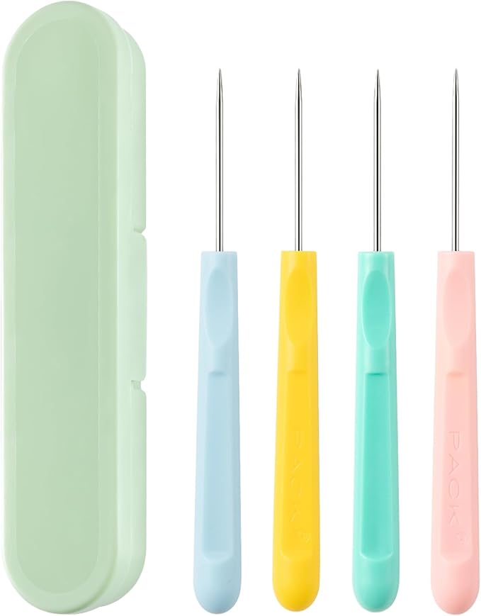 4Pcs 5.2 Inches Sugar Stir Needle, Cookie Scribe Needles Cake Decorating Needle Tool Cookie Decoration Supplies for Baking Lovers（Green