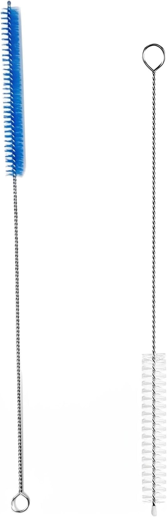 2 Pack Straw Cleaner Brush, Reusable Metal Handles Straw Cleaner Brush Extra Long for Stanley Mug 40, 30, 20 oz, 10mm Wide for Sippy Cup, Water Bottle and Tubes (Clear+Blue)