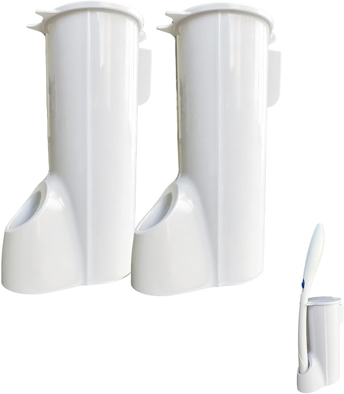 2 Packs Toilet Wand Caddy Holder (Holder Only, No Wand), Disposable Brush Kit, Stand Toilet Cleaning Starter Kit, Wall Mounted Storage Caddy.