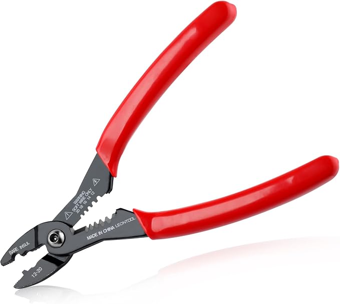 4-in-1 Multi Purpose Electricians Pliers, 7" Compact Wire Stripper | Wire Stripper Cutter Crimper Gripper, Cr-V Steel, Professional Crimping Tool, for 12-20 AWG Insulated & Non-Insulated Wires