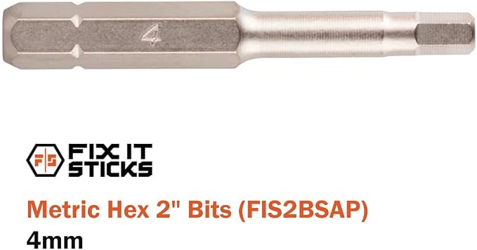 Fix It Sticks 2-Inch 6Pcs Gunsmith Bit Set Compatible with 1/4" Drivers | Multi-Purpose Durable Nickel Finished Screwdriver Pack, Holder Included, Metric Hex, FIS2BSAP
