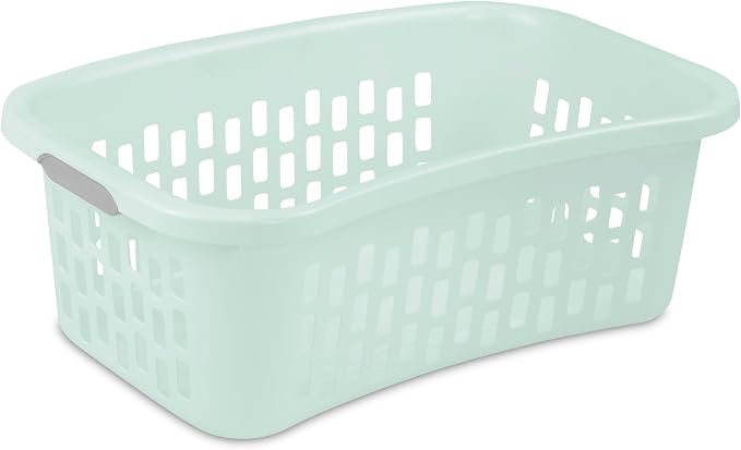 Sterilite HipHold Laundry Basket, Plastic Rectangle Clothes Hamper, 6 Pack | 1.5 Bushel Capacity, Mint, Bin with Comfort Grip Handles & Reinforced Rim