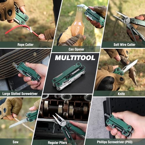 WORKPRO 18-in-1 Multi Tool Pliers, Gifts for Men, Stainless Steel EDC Multitool with Pocket Knife, 2 Safety Locks, Belt Clip and Oxford Pouch, Utility Multiuse Tool for Camping (Pack of 2)