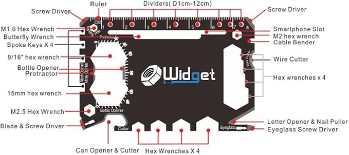 W4W, Multi purpose survival Pocket tool - Stocking Stuffers for Men Great Christmas gifts - Credit Card Wallet Size Ninja Multitool - 43 in 1 (Black)