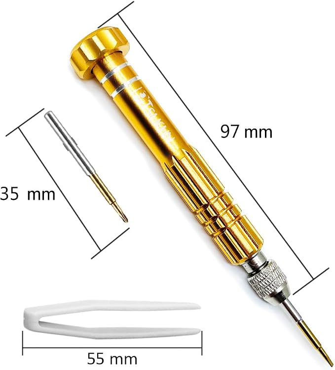 PTSLKHN Eyeglass Repair Kit, S2 Steel Screwdriver with 15 Types of Screws, Precision Eye Glass Repair Tool Set (Gold2in1-screws)
