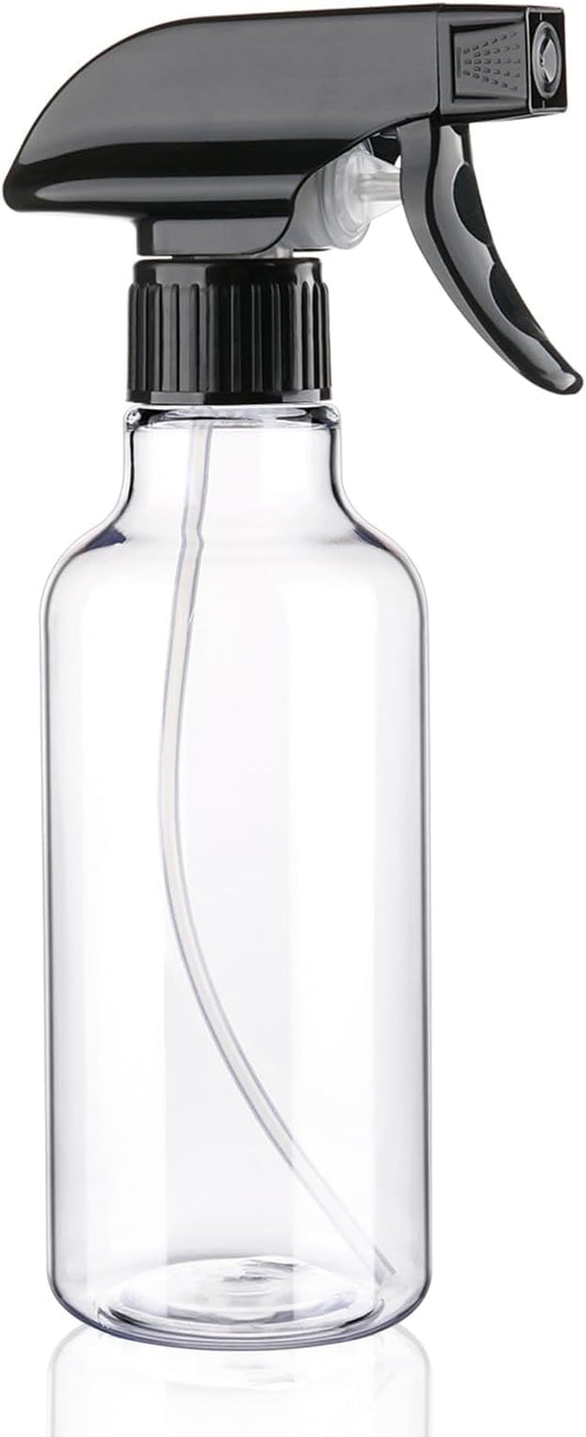 Spray Bottles Plastic Spray Bottle for Hair Mist/Stream Heavy Duty Empty Spray Bottles for Cleaning Solutions, Plants, Cooking (12oz-BlackClear)