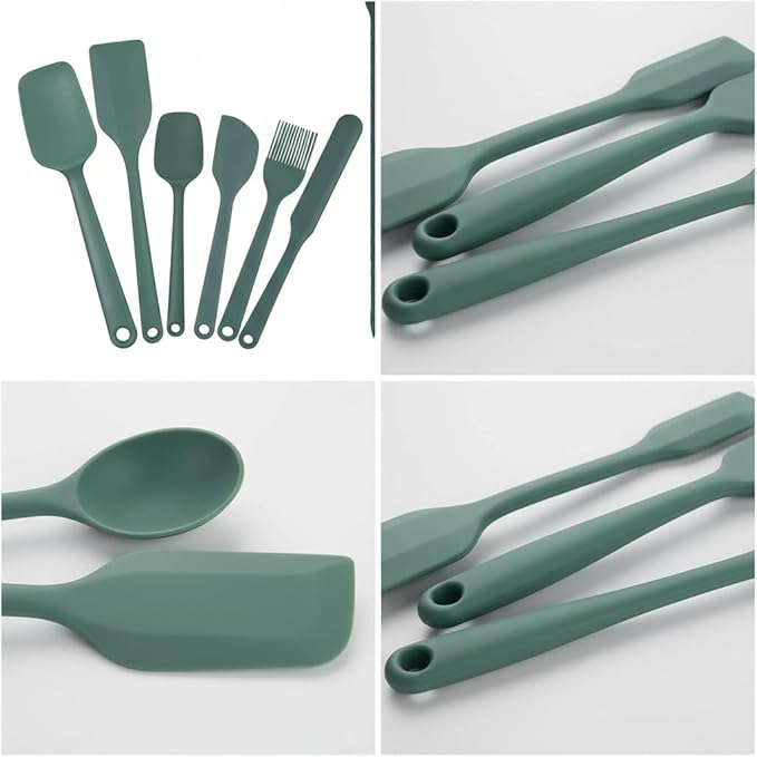 9Pcs Silicone Spatula Set,Flexible Small Spatula spoon, Kitchen Utensils for Baking, Mixing, Cooking, Frying, Jar Spatulas for Scraping,BPA-Free Heat Resistant cookware safe (Green)