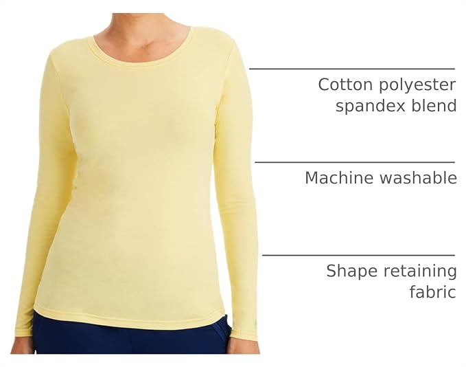 Healing Hands Underscrub Long Sleeve Women Knits Scrub Tops | Soft Cotton Blend Knit, Breathable Stretch Comfort, Machine Wash, Easy Care Fabric, Ideal For Layering Under Scrubs