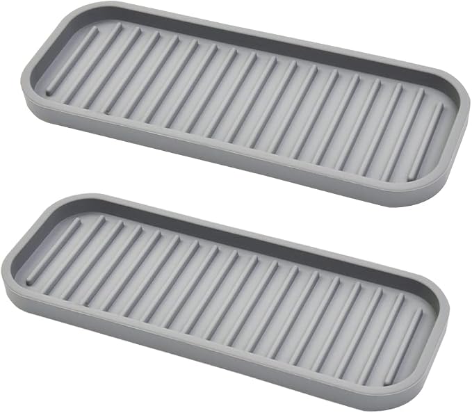 Mofason Silicone Soap Tray - Kitchen Soap Tray Sponge Tray 2 Pack Mist | Bathroom kitchen finishing tray, travel soap holder, soap and sponge sink organizer; for bar soap holder, dish sponge holder
