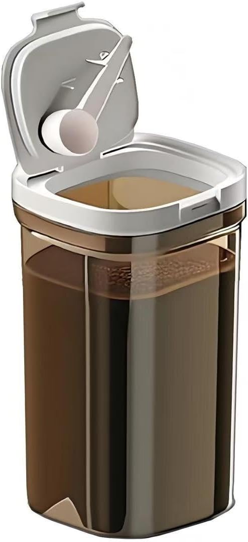 Airtight Coffee Canister, 20oz Coffee Storage Container with Scoop, Kitchen Food Storage Jar for Grounds Coffee, Beans, Tea, Sugar, Flour, Cereal, 1800ml