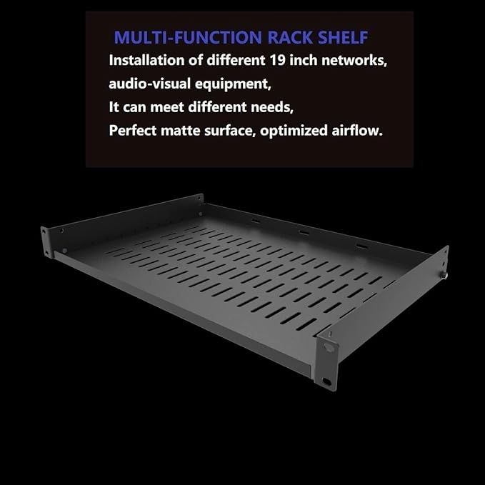 1U Vented Cantilever Server Rack Mount Shelf 12" Deep | for 19-Inch Network/AV Equipment Rack and Cabinet, Disassembled (1U12V)