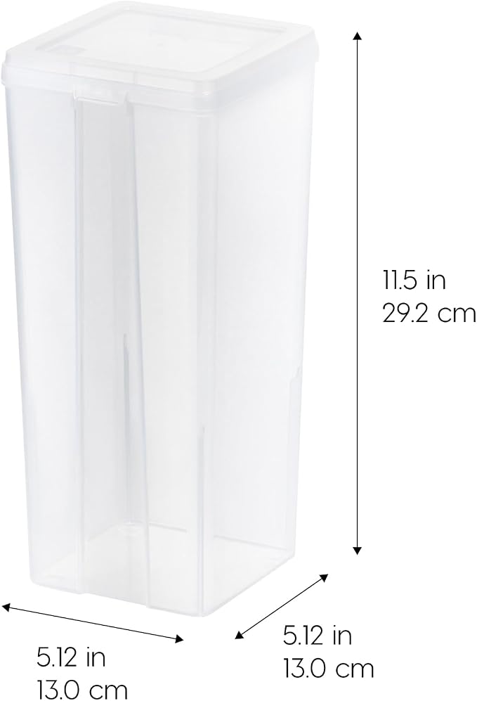 IRIS USA Vertical Storage Bins with Lids |Made in USA| Flip Top Containers for Organizing Pantry, Office, Craft, and Study Supplies - Large (4-Pack)