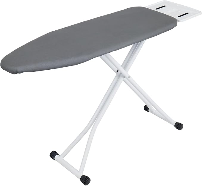 Ironing Board 48×13 Inch, 7-Level Height Adjustable, T-Steel Frame, Foldable, Heat Resistant Removable Cover, Grey