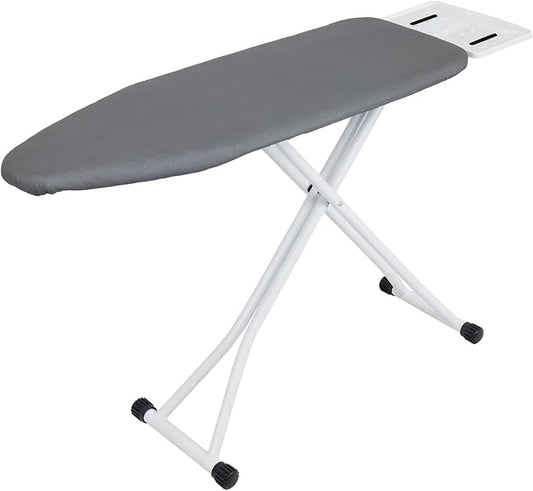 Ironing Board 48×13 Inch, 7-Level Height Adjustable, T-Steel Frame, Foldable, Heat Resistant Removable Cover, Grey