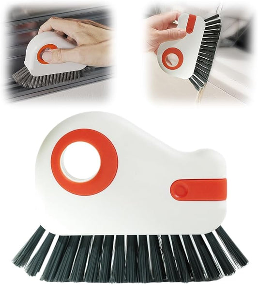 2 in 1 Groove Cleaning Brush Window Track Cleaning Tools, 2024 New Hard Bristle Crevice Cleaning Brush with Hidden Scraper, Shutter Door Window Track Kitchen Cleaning Brushes Kit (1, Orange)
