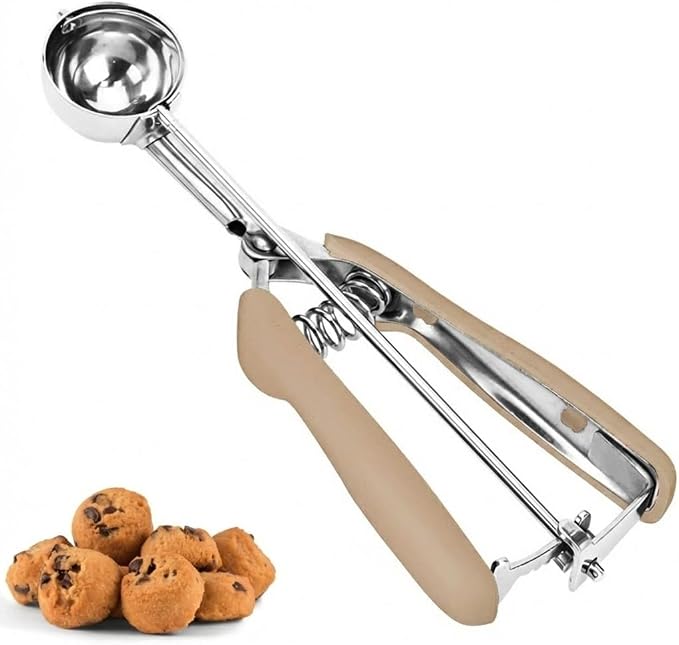 Cookie Scoop, Ice Cream Scoop, 1Tbsp/15 ml/0.5oz Cookie Scoops for Baking, 18/8 Stainless Steel Cookie Scooper for Baking, Cookie Dough Scoop, Ice Cream Scooper with Trigger Release (Brown)