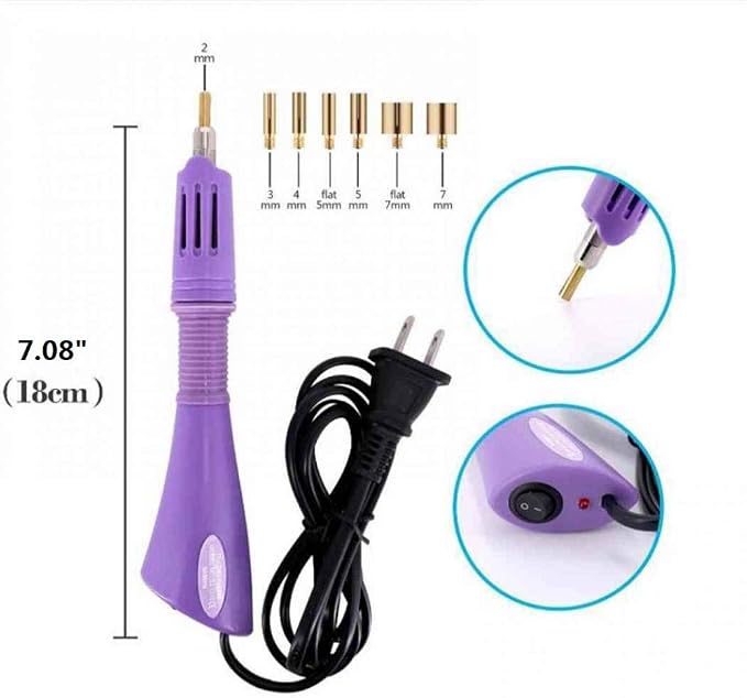 Hotfix Applicator,DIY Hot Fix Rhinestone Setter Applicator Wand Tool Kit Set with 7 Different Sizes Tips,Support Stand (Pink) | DIY rhinestone setter with 7 sizes tips, easy to use for precise hotfix application. Includes support stand for convenience
