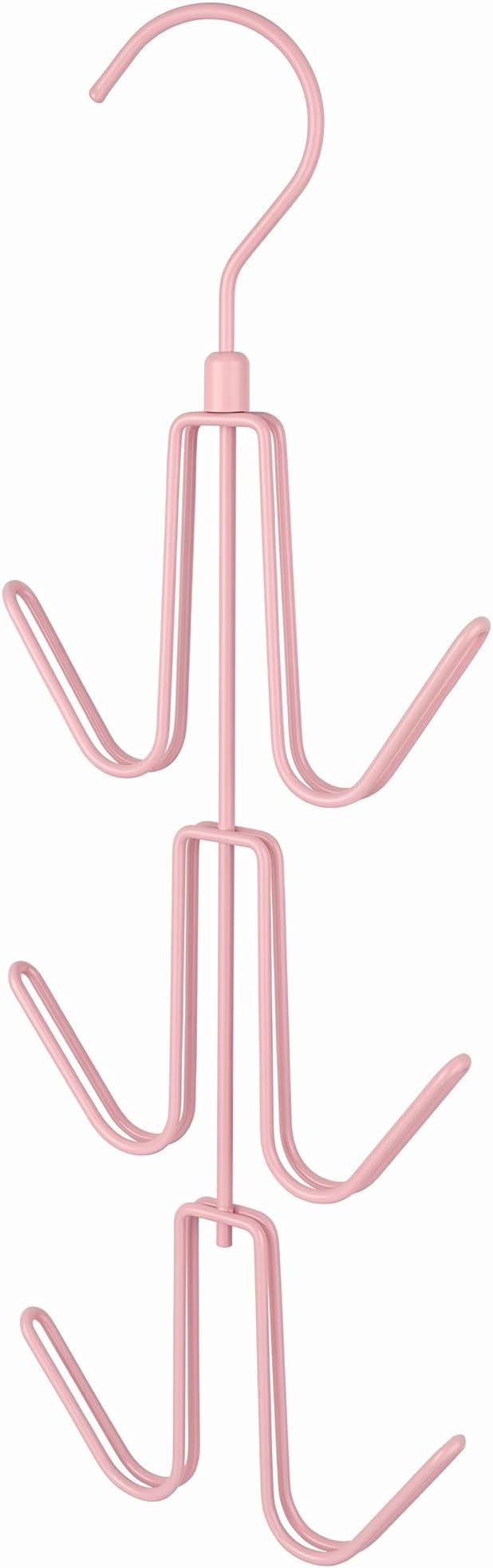 ZEDODIER Purse Organizer for Closet, Heavy-Duty Hanging Purse Hanger Closet Holds Up to 6 Purses, Metal Rotating Space Saving Bag Holder Handbag Storage Hook Backpack Rack, Pink
