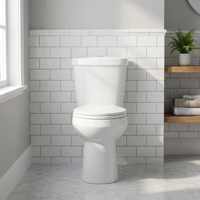 Round Front Two-Piece Toilet, 19" ADA Comfort Height, 1000g MAP Certified Flush System, 12" Rough-In
