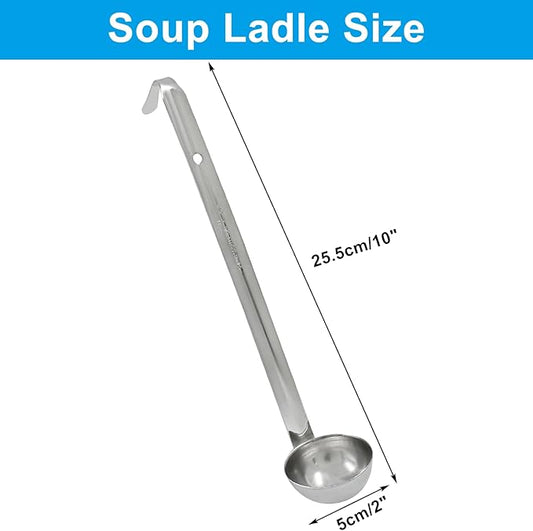 Piutouyar 3 Pcs 1 oz Soup Ladle Set, Stainless Steel Ladle with Long Hooked Handles Kitchen Cooking Serving Ladle Accessories for Cooking Soup Sauce Stews