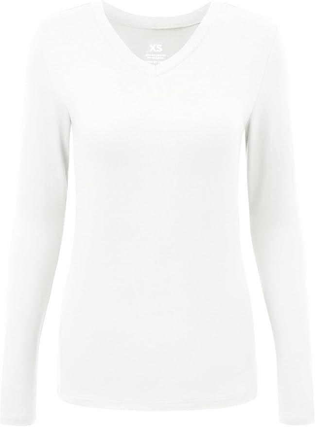 COZYFIT Women’s Underscrub Tee, V-Neck Long Sleeve Undershirt | Soft & Easy Care Fabric, Slim Fit, Smooth Touch, Comfort V-Neck Tee, Machine Wash, Multiple Sizes for Choose