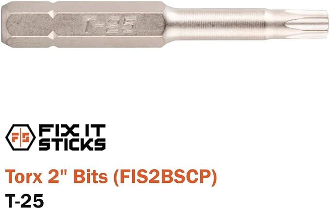 Fix It Sticks 2-Inch 6Pcs Gunsmith Bit Set Compatible with 1/4" Drivers | Multi-Purpose Durable Nickel Finished Screwdriver Pack, Holder Included, Torx, FIS2BSCP