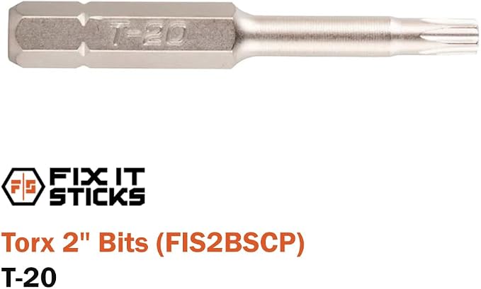 Fix It Sticks 2-Inch 6Pcs Gunsmith Bit Set Compatible with 1/4" Drivers | Multi-Purpose Durable Nickel Finished Screwdriver Pack, Holder Included, Torx, FIS2BSCP