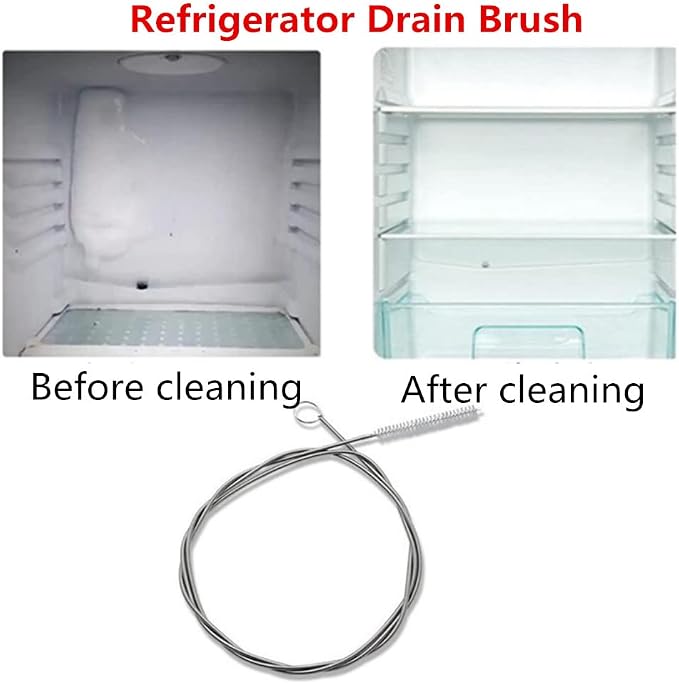 60 Inch Extra Long Flexible Tube Pipe Cleaner Brush Fridge Cleaning Tool, Stainless Steel Drain Tube Cleaning Brushes for Sink Refrigerator Kitchen（2 Pack）