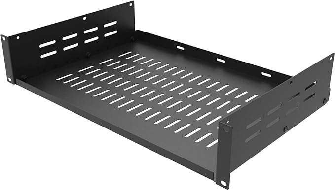 2U 19" Universal Vented Rack Mount Cantilever Server Shelf | 12 Inch Deep-Disassembled Black (2U12InD)