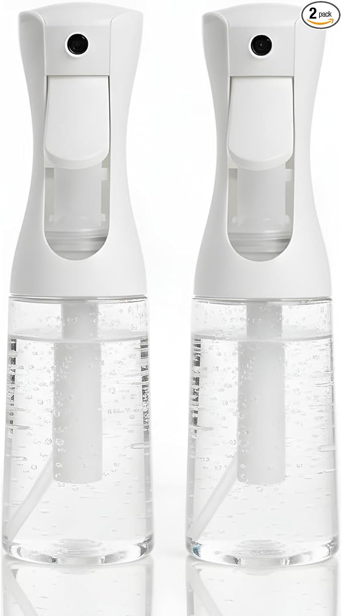 Mist Spray Bottle 200ml – Fine Mist Sprayer for Hair, Plants, Cleaning & Skincare | Refillable Salon Quality Water Mister, (Non-Toxic BPA Free) with White & Clear bottle (Pack of 2)