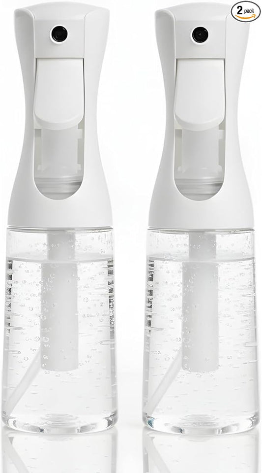 Mist Spray Bottle 200ml – Fine Mist Sprayer for Hair, Plants, Cleaning & Skincare | Refillable Salon Quality Water Mister, (Non-Toxic BPA Free) with White & Clear bottle (Pack of 2)