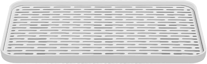 Plastics Drain Tray, Cup & Dish Drying Rack, Drain Board 2 Tier Non Slip Serving Tray with Drainboard Perfect for Sink, Coffee Table, Outdoor (12.2 x 7 x 0.98 in)